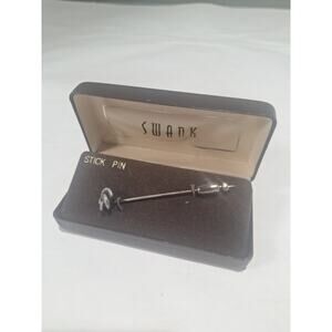 Vintage Swank Stick Pin Knot Design Silver Tone Tie Pin w/ Original Box